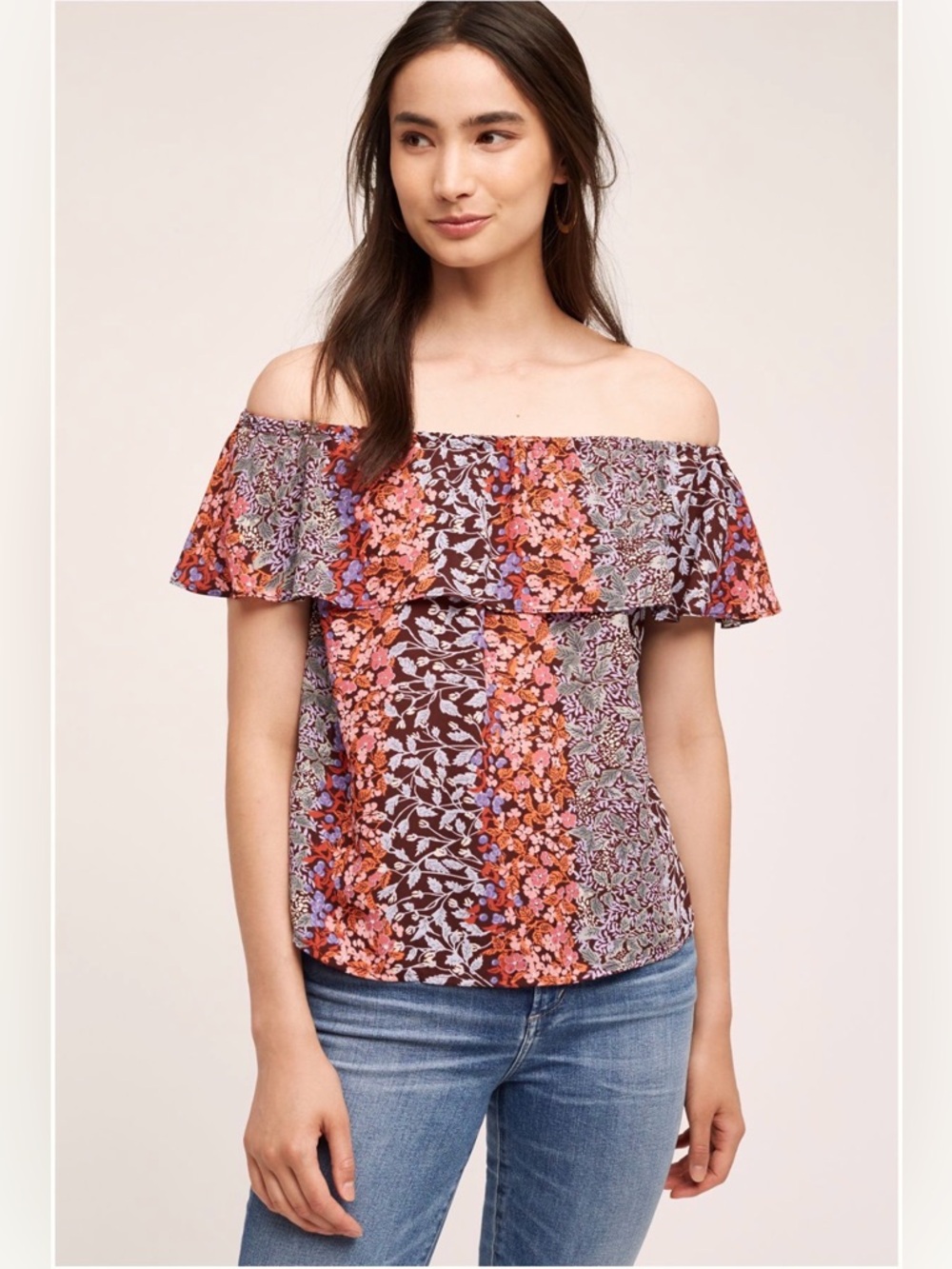 Anthropologie Maeve Vallita Off the Shoulder Blouse NWT Ruffle Top Flowy Summer